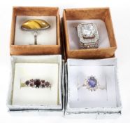 Four boxed ladies 925 silver dress rings, combined weight 23.