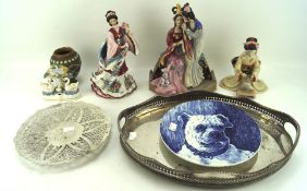 An assortment of ceramics and metalware,