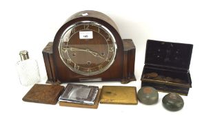 An assortment of collectables, to include a Smiths mahogany veneered mantel clock,