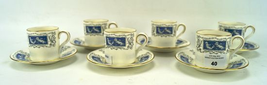 A set of six Coalport cups and saucers,