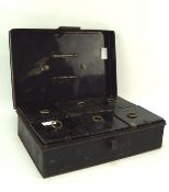 A Victorian metal spice box with hinged lid, enclosing six gilt named compartments,