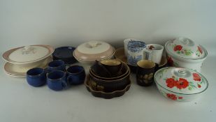 Assorted ceramics including two lidded Royal Worcester 'Poppies' tureens,