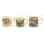 Three 20th century commemorative mugs, comprising a Royal Doulton coronation mug 1902,