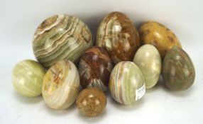 A collection of stone eggs and balls,