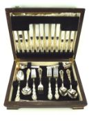 An Oneida silver plated six setting canteen of cutlery, including forks,