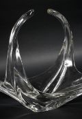 A mid 20th-century clear glass dish with elongated branches and arches,