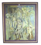 A large contemporary oil on canvas titled 'Portal Figures II',