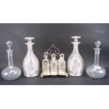 A pair of highly cut glass decanters, with original stoppers, H27cm,