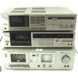 A group of three Hi-fi related items, comprising an Akai stereo cassette deck CS-M01A,