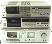 A group of three Hi-fi related items, comprising an Akai stereo cassette deck CS-M01A,