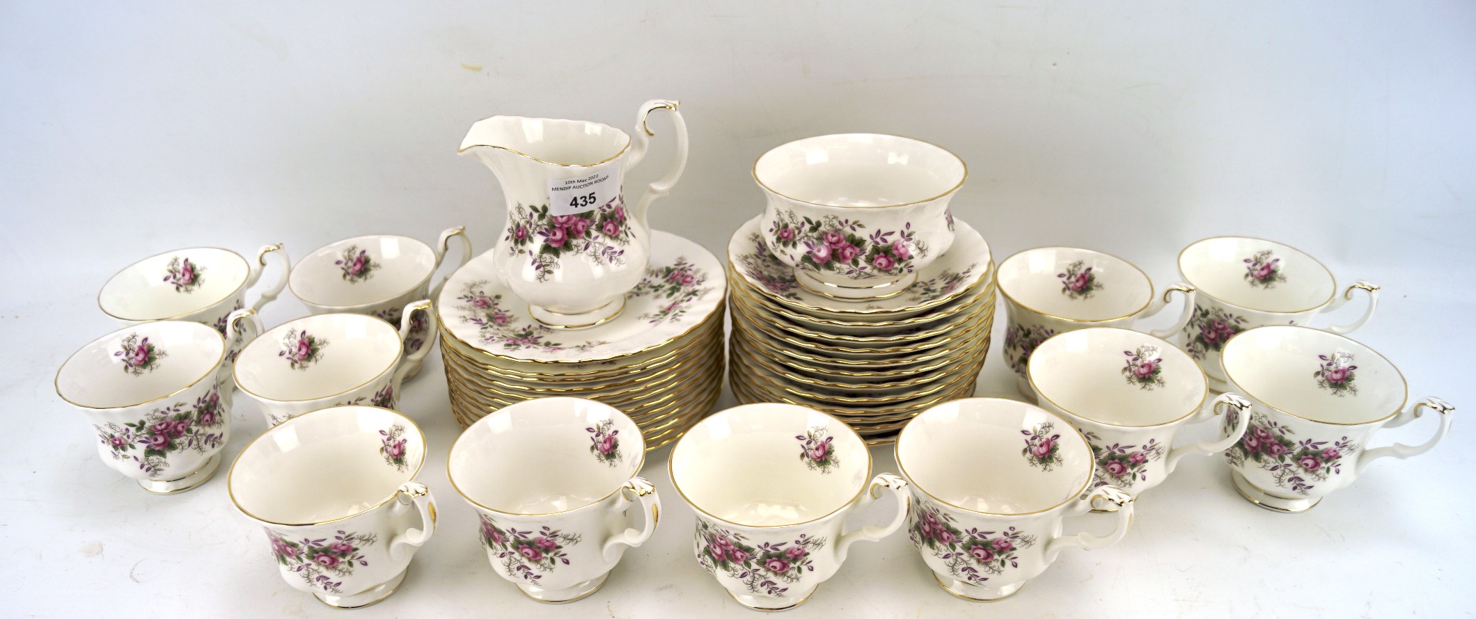 A Royal Albert 'Lavender Rose' pattern part tea set, including tea cups, saucers, side plates,
