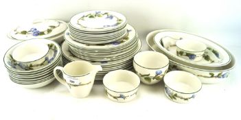 A collection of Wedgwood Blue Delphi pattern dinner wares, including dinner plates, side plates,