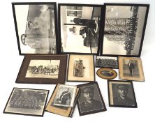 An assortment of military and soldier related photographs and prints, most being black and white,