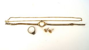 An assortment of gold jewellery,