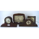 Four wooden cased mantel clocks, to include a Smiths 8 day,