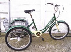 A vintage Charleston Skedaddle tricycle with fitted wire basket,