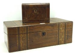 Late 19th century writing slope and a similar tea caddy,
