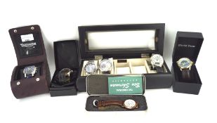 Seven gents wristwatches, to include a Triumph 5 ATM chronograph with blue dial,