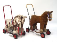 Two vintage child's horse toy walkers, one being by Lines brothers, the other Dean Gwentoy,