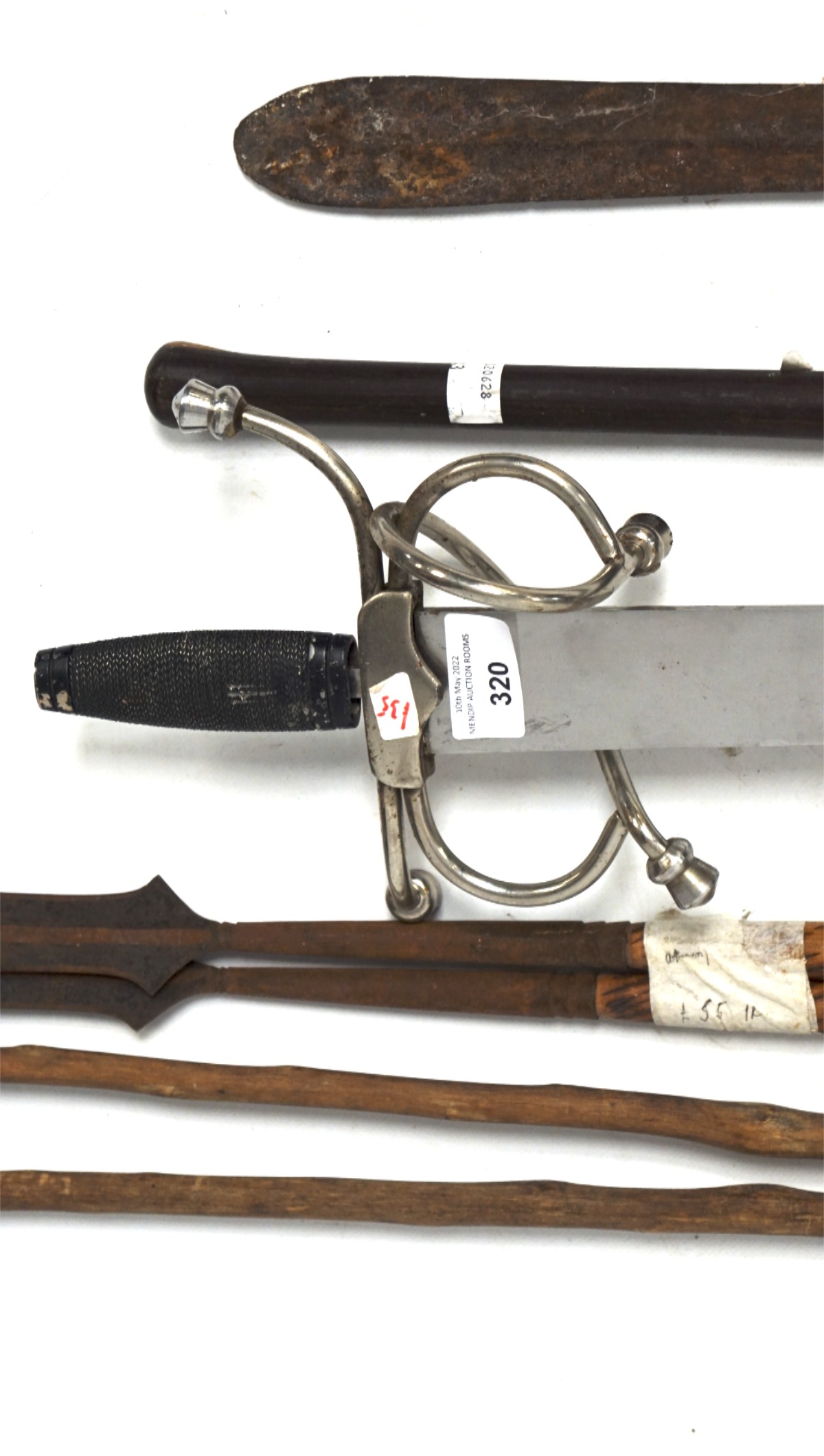 A selection of wooden handled spears and a re-enactment sword, max. - Image 2 of 10