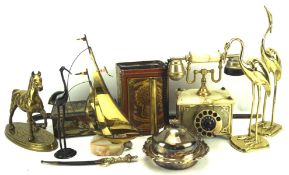 Assorted metalware, to include a silver mounted walking cane, silver plated lidded muffin dish,