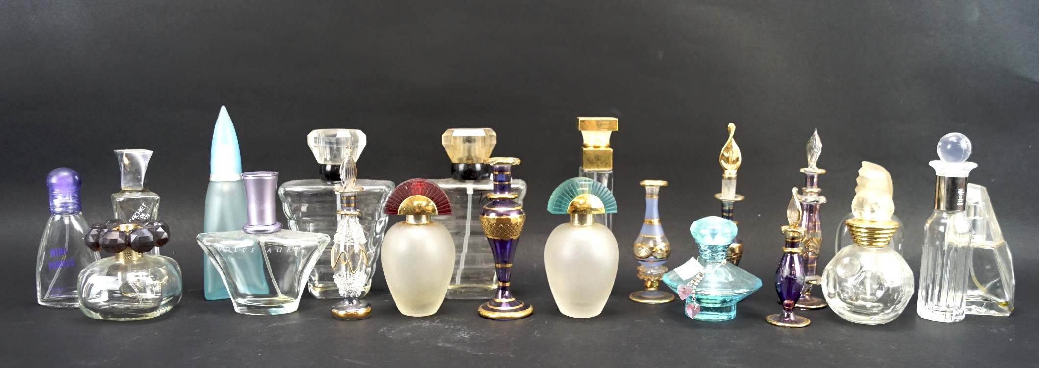 An assortment of vintage glass scent bottles,