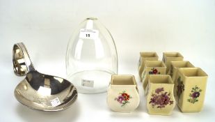 Seven Royal Doulton miniature vases and other items,
