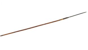 A late 19th, early 20th century native African bamboo and metal spear,