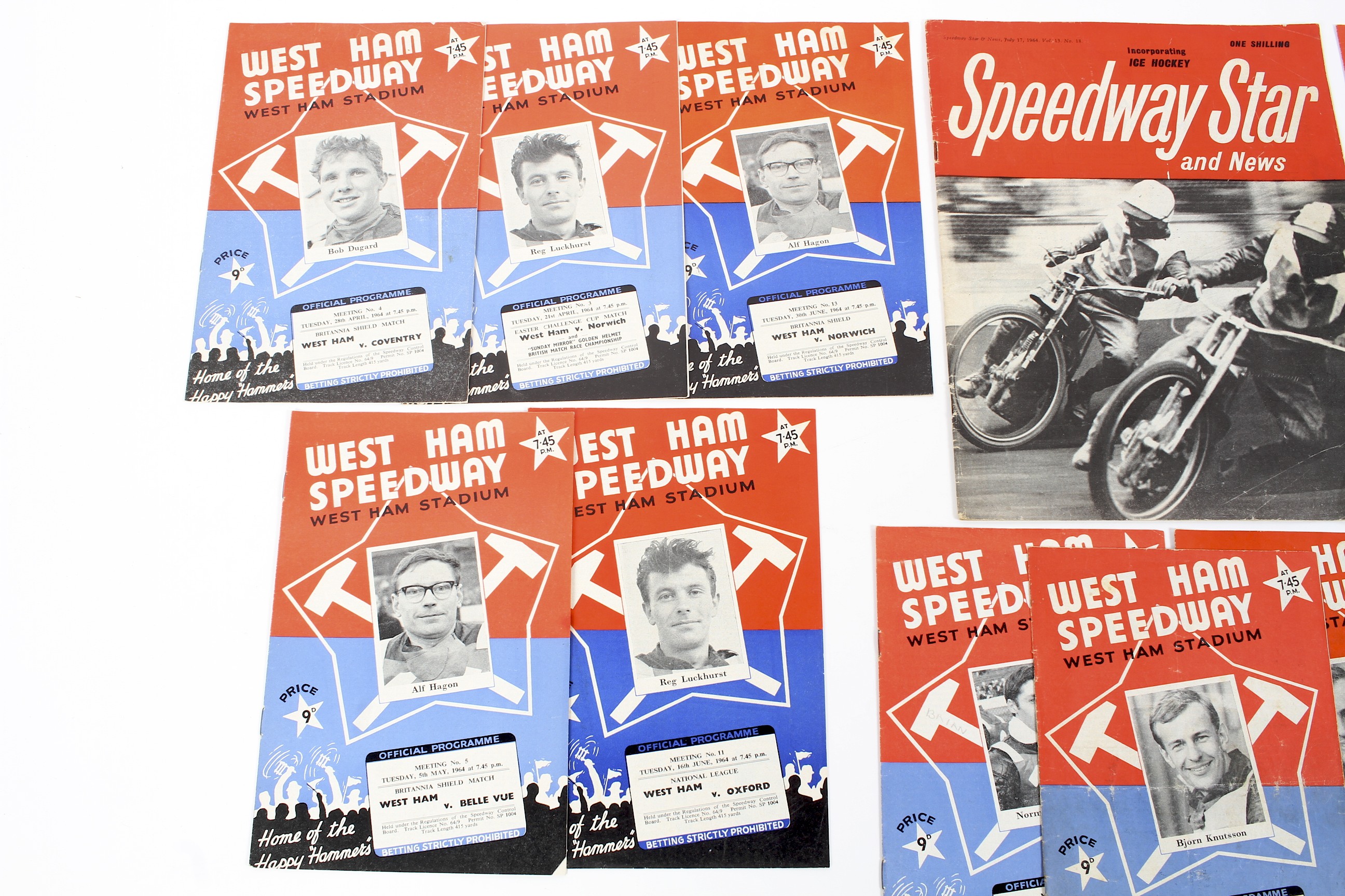 A collection of West Ham speedway programmes, dating from 1964,