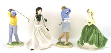 Four Coalport figures, comprising 'First Tee', 'Ladies Day',