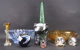 An assortment of vintage glassware, to include Caithness, a glass paperweight,