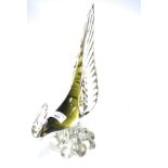 A Murano coloured glass figure of a stylised cockeral, the body in green,