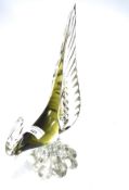 A Murano coloured glass figure of a stylised cockeral, the body in green,