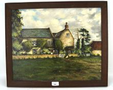 Colston E Orchard (20th century), oil on canvas depicting a country house and garden,