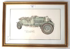 Robbie MacGregor, watercolour and ink painting, titled '1931 Bentley 4 1/2 Litre Blower',