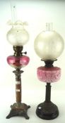 Two late 19th-early 20th century oil lamps,