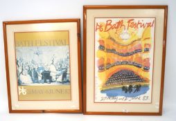 Two 1980s Bath festival posters, framed,