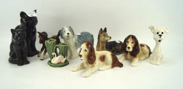 A collection of Sylvac and other ceramic animals, including figures of dogs and cats, max. H17.