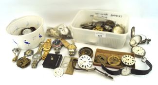 An assortment of watches and related parts, including a Seiko, together with straps, movements,