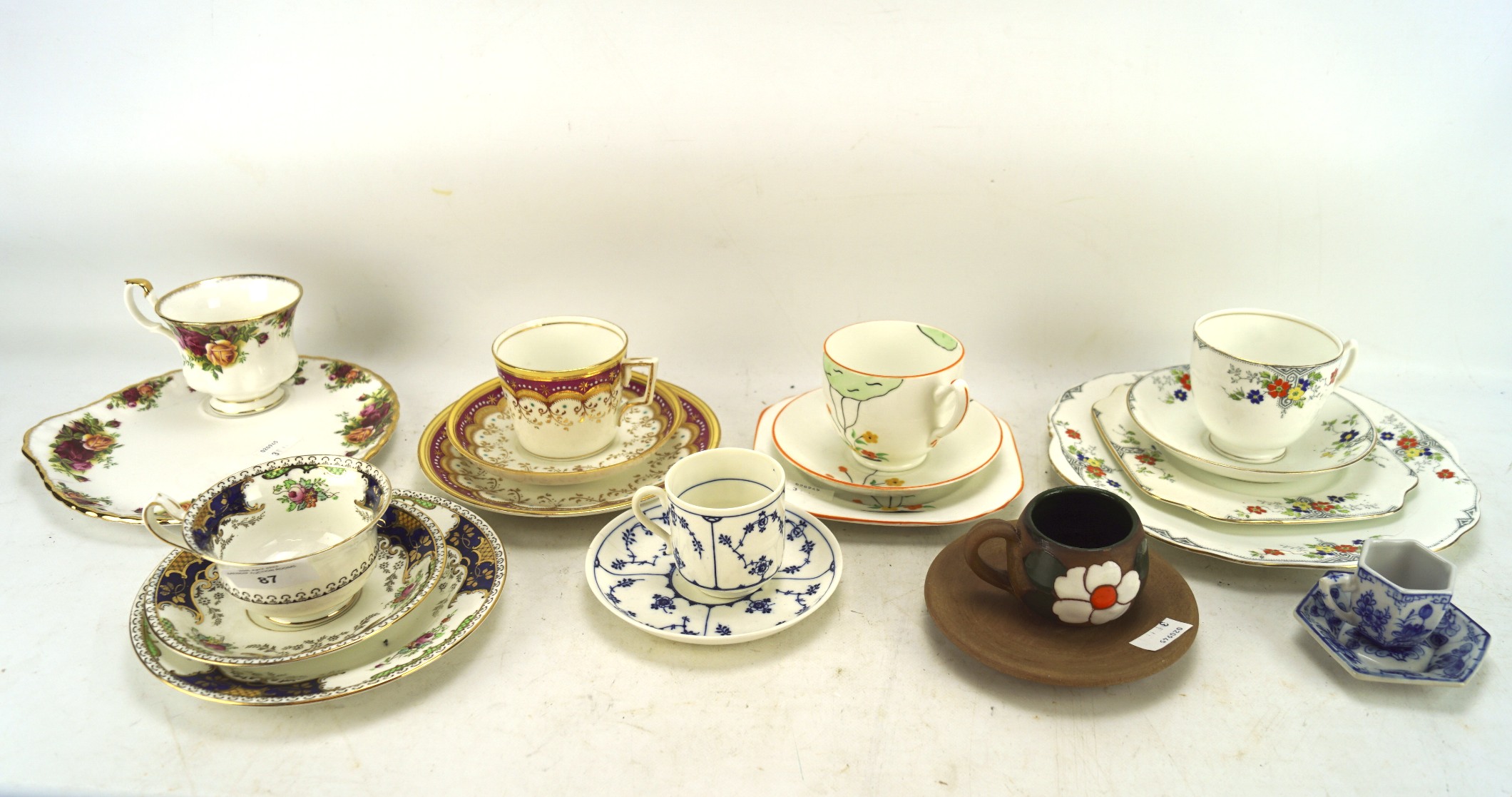 An assortment of trios and cups and saucers, including an Art Deco example, - Image 2 of 2