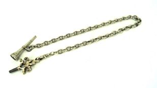 A white metal Albert chain with two attached watch keys,