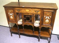 A 19th century rosewood sideboard, with inlaid mother of pearl and ivory detailing,