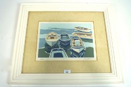 L. Michel, limited edition print depicting moored boats, signed lower right and numbered 8/500, 33.