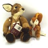 Charlie Bears 'Brigadier Four Paws' CB641505, by Isabelle Lee, and a Steiff red squirrel,