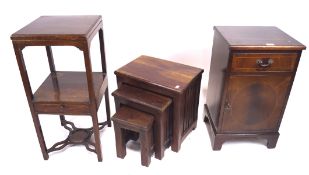 A reproduction mahogany veneer bedside cabinet,