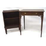 A small late 19th/early 20th century mahogany desk and a two tier bookcase,