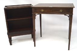 A small late 19th/early 20th century mahogany desk and a two tier bookcase,