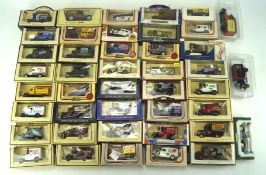 A collection of Lledo diecast vehicles, including cars and commercial vehicles,