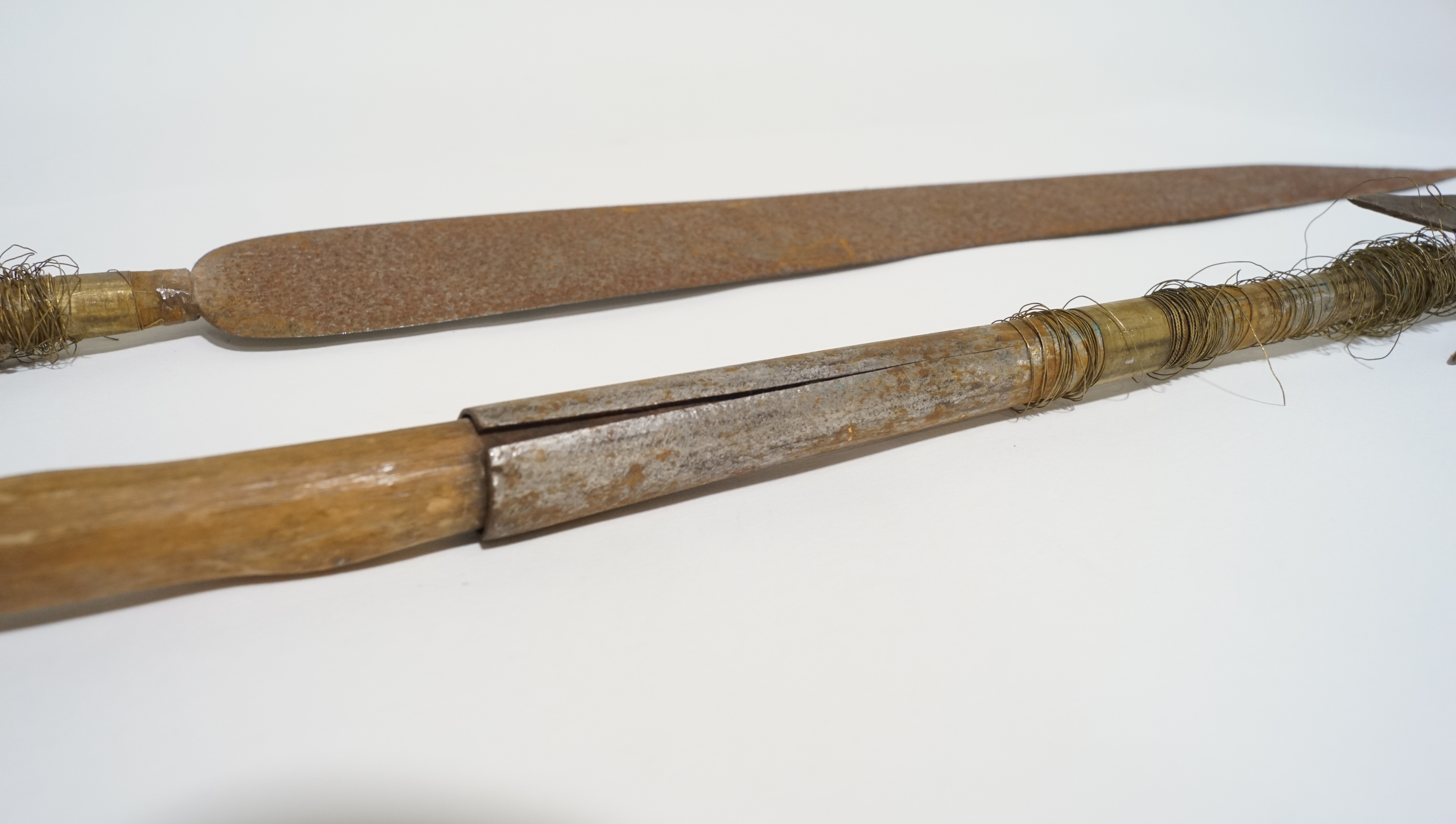 A selection of wooden handled spears and a re-enactment sword, max. - Image 4 of 10