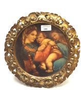 A 20th century Italian wood and gesso framed print of a Raphael painting,